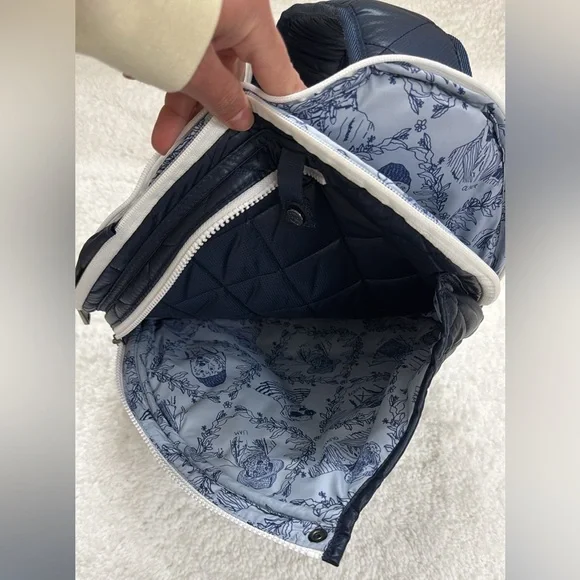 Oliver Thomas Navy Blue Maxxed Out Quilted Tennis Sling Bag with White Accents - Picture 4 of 13